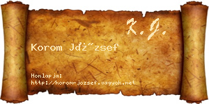 Korom József névjegykártya